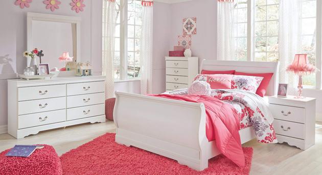 Lulu Twin Panel Bed, Dresser & Mirror